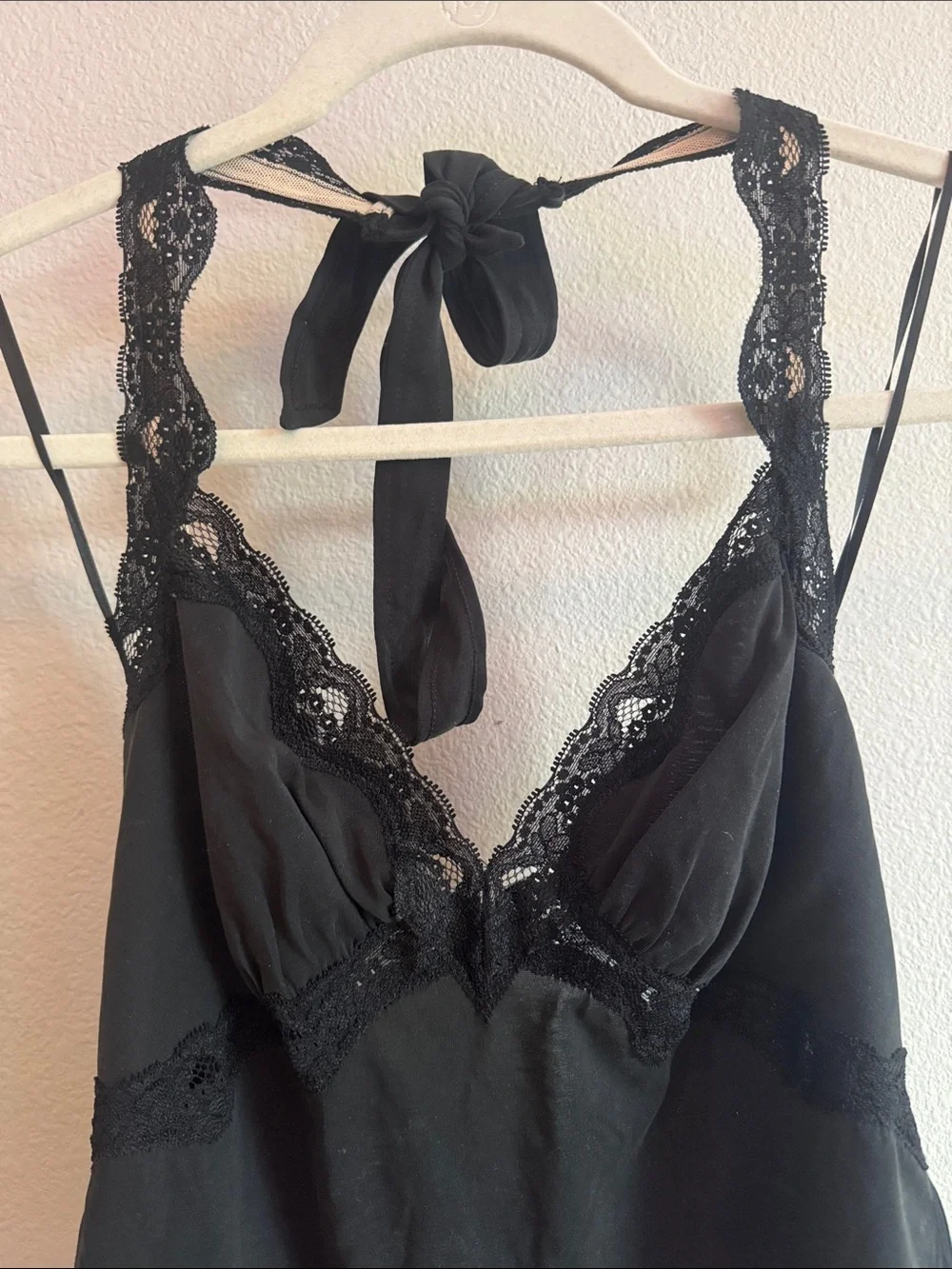 Free People Black Lace Halter Camisole